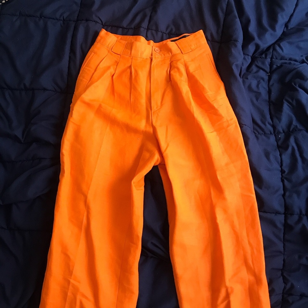 giorgio saint angelo high waist orange linen pants